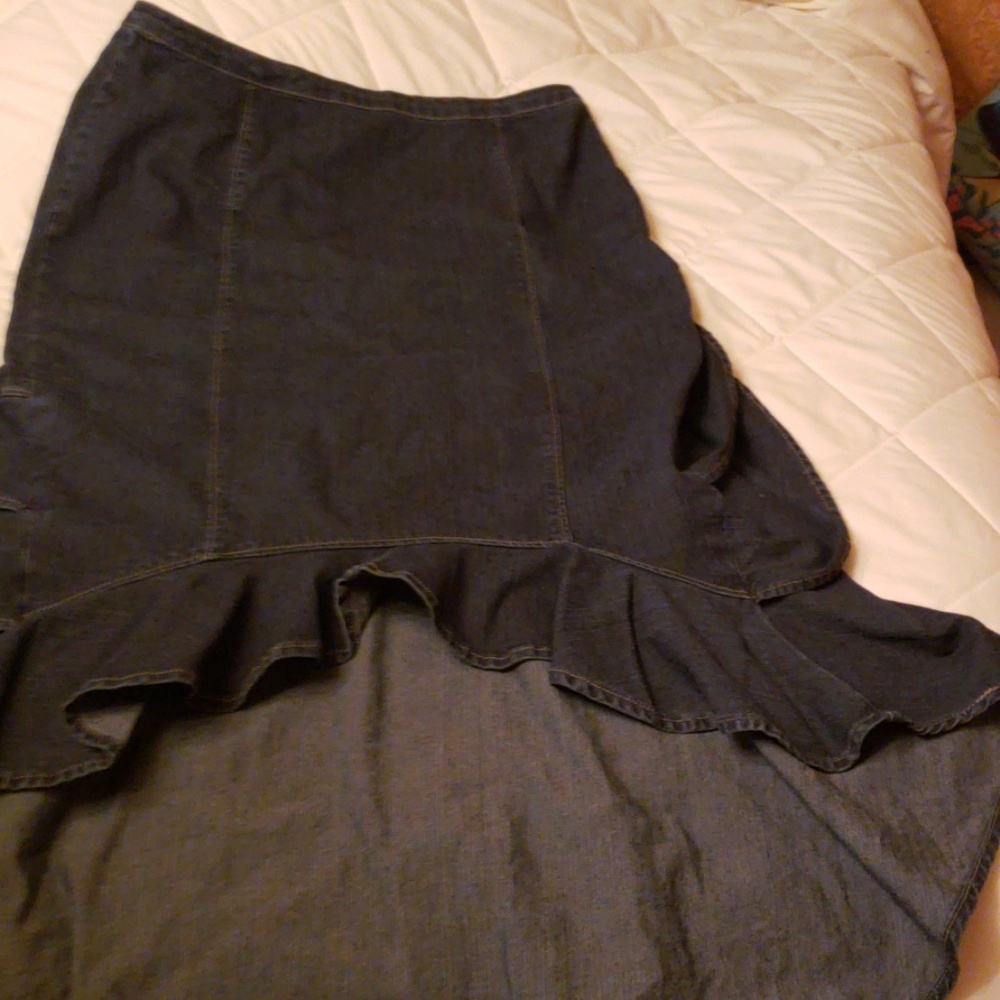 Denim high low skirt